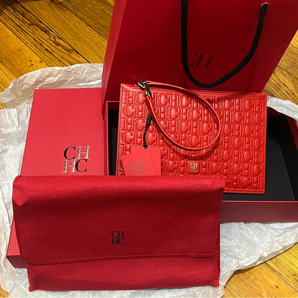 Red Medium Leather Wristlet/Pouch